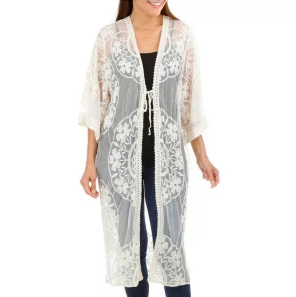 Everleigh sheer lace floral kimono 3X